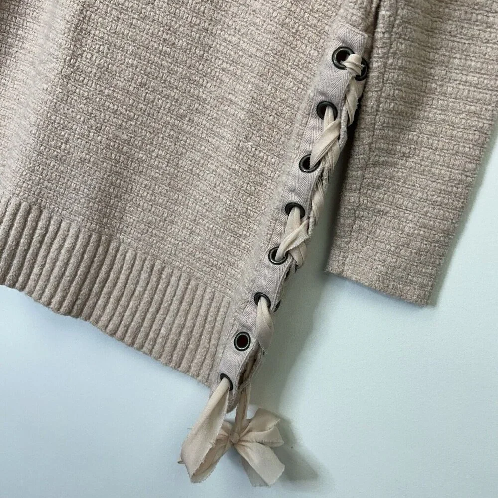Free People Lace Up Sweater Womens Size‎ Small Rose Pink Tunic